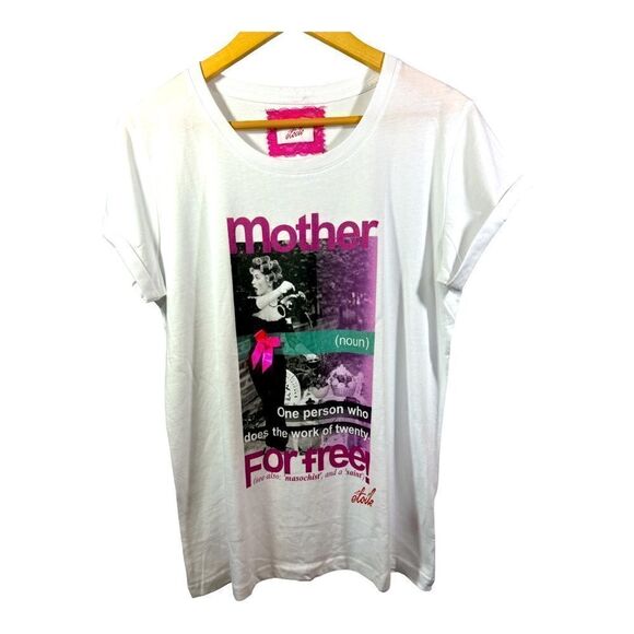 ETOILE Women’s Mother Graphic Short Sleeve Tee Shirt White Size Large - Picture 2 of 10